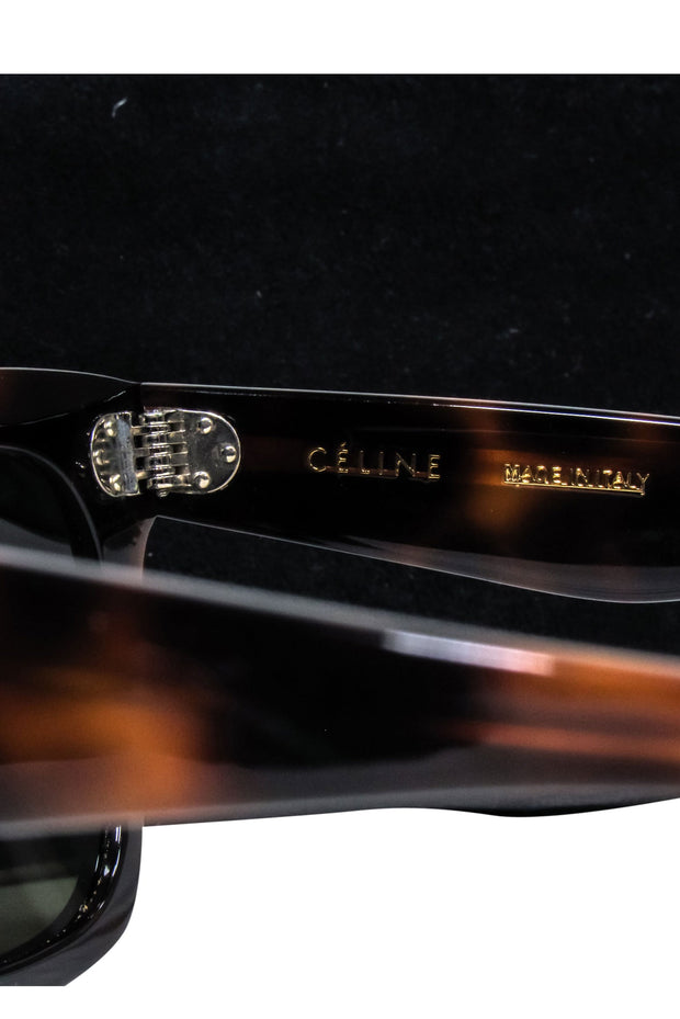 Current Boutique-Celine - Brown Tortoise Large Square Sunglasses w/ Three Dot Print