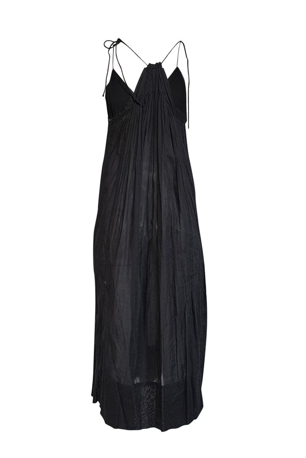 Current Boutique-Chan Luu - Black Cotton Tie Strap Midi Dress Sz S