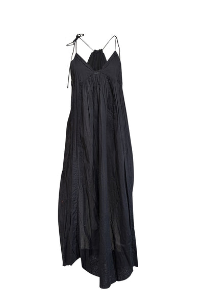 Current Boutique-Chan Luu - Black Cotton Tie Strap Midi Dress Sz S