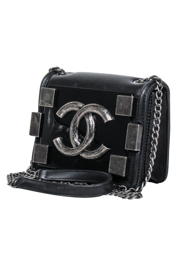 Current Boutique-Chanel - Black Leather “Boy Brick” Flap Mini Crossbody Bag