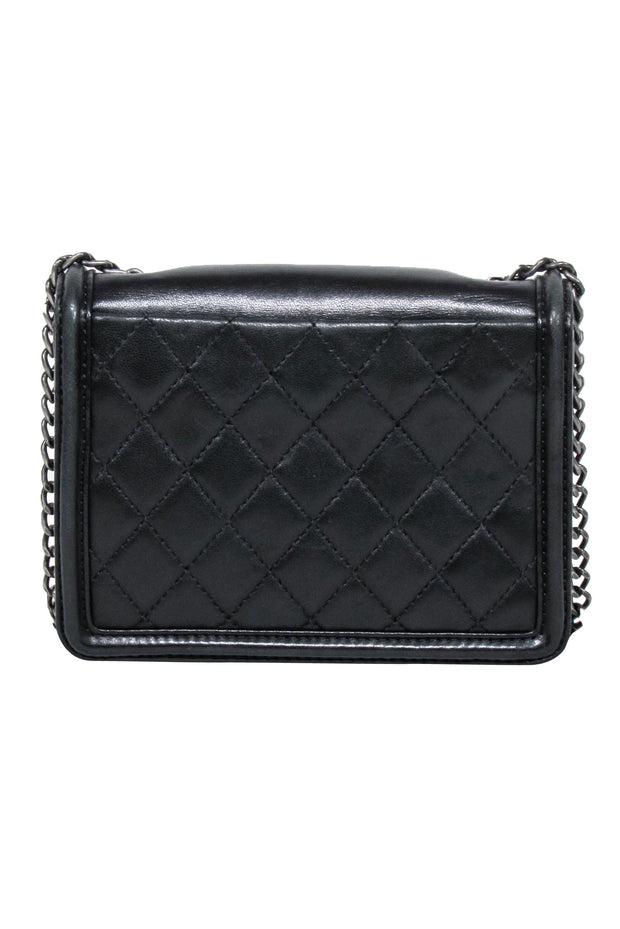 Current Boutique-Chanel - Black Leather “Boy Brick” Flap Mini Crossbody Bag