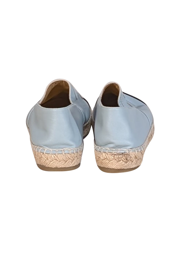 Chanel - Light Blue & Black Lambskin Leather Espadrilles Sz 12 - Current Boutique