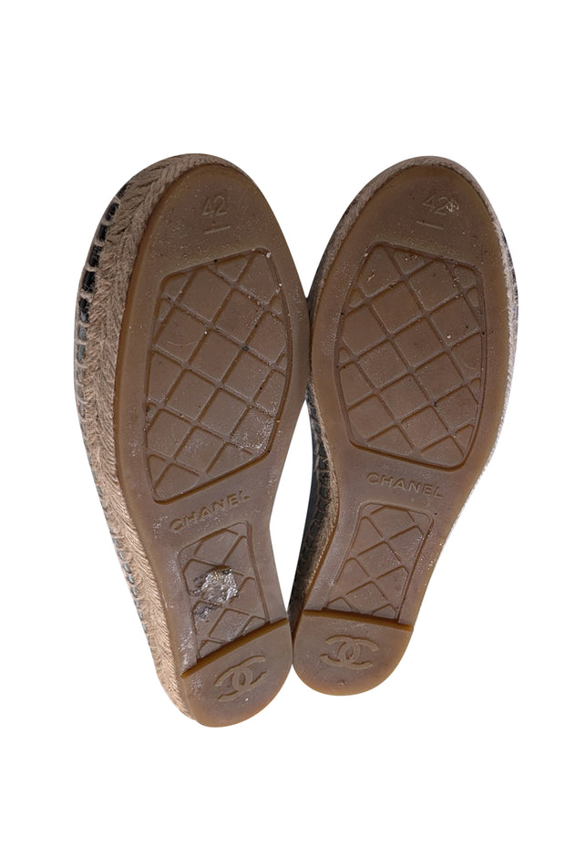 Chanel - Light Blue & Black Lambskin Leather Espadrilles Sz 12 - Current Boutique