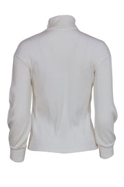 Current Boutique-Chanel Ivory Ribbed Knit Long Sleeve Side Button Top Sz 4
