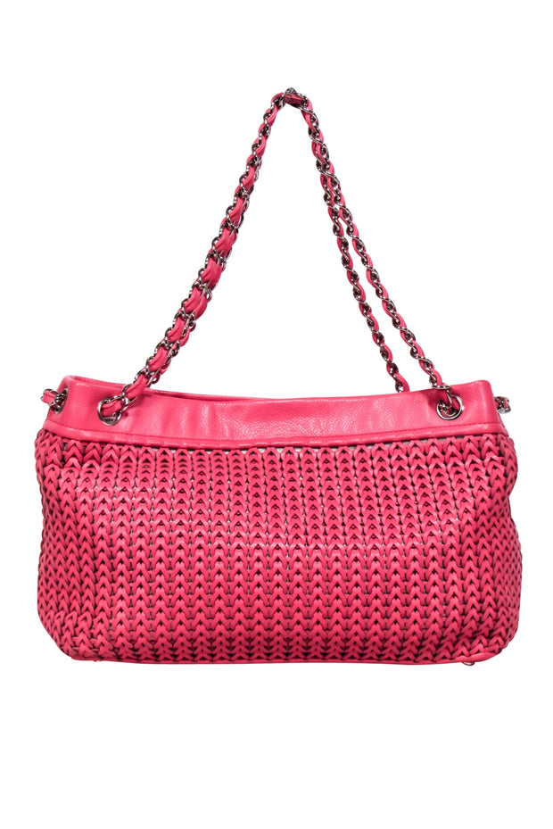 Current Boutique-Chanel - Pink Leather Woven Shoulder Bag