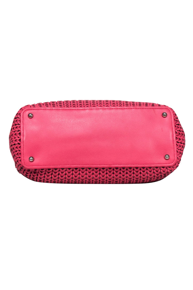 Current Boutique-Chanel - Pink Leather Woven Shoulder Bag