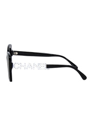 Current Boutique-Chanel - Black Frames w/ Bejeweled Chanel Leg Sunglasses