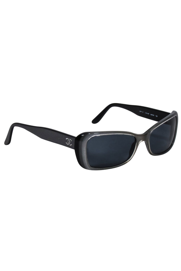 Current Boutique-Chanel - Silver & Black Star Rhinestone Detail Sunglasses
