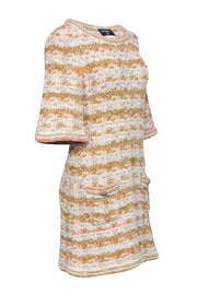 Current Boutique-Chanel - Ivory, Tan, & Pink Tweed Knit Dress Sz 4