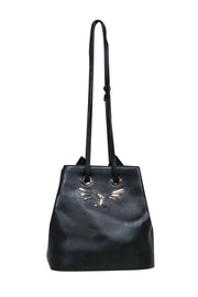 Current Boutique-Charlotte Olympia - Black Leather "Feline" Bucket Bag