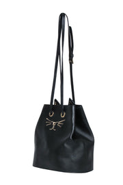 Current Boutique-Charlotte Olympia - Black Leather "Feline" Bucket Bag