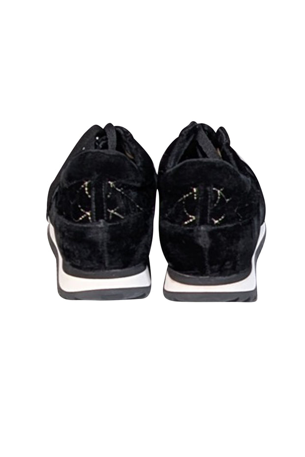 Current Boutique-Charlotte Olympia - Black Velvet Gold Web Stitching Sneakers Sz 10