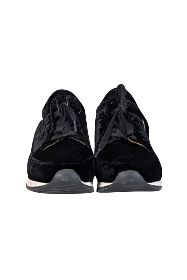 Current Boutique-Charlotte Olympia - Black Velvet Gold Web Stitching Sneakers Sz 10