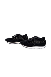 Current Boutique-Charlotte Olympia - Black Velvet Gold Web Stitching Sneakers Sz 10