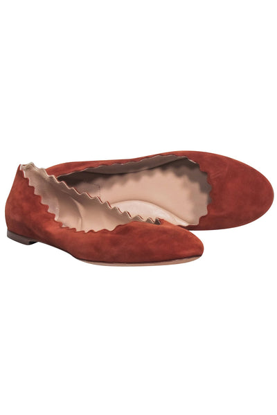 Current Boutique-Chloe - Tan Suede Scallop Edge Flats Sz 6