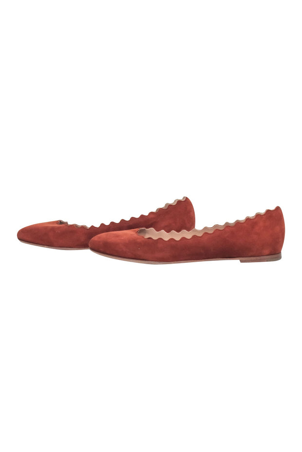 Current Boutique-Chloe - Tan Suede Scallop Edge Flats Sz 6