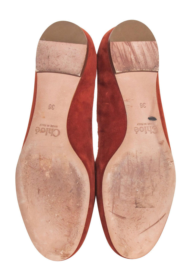 Current Boutique-Chloe - Tan Suede Scallop Edge Flats Sz 6