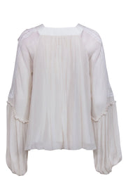 Current Boutique-Chloe - White Silk Peasant Blouse Sz 4
