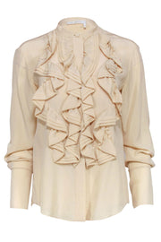 Current Boutique-Chloe - Beige Ruffled Front Blouse Sz S