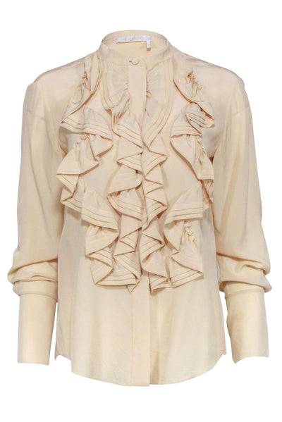 Current Boutique-Chloe - Beige Ruffled Front Blouse Sz S