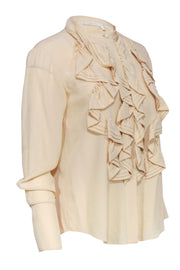 Current Boutique-Chloe - Beige Ruffled Front Blouse Sz S