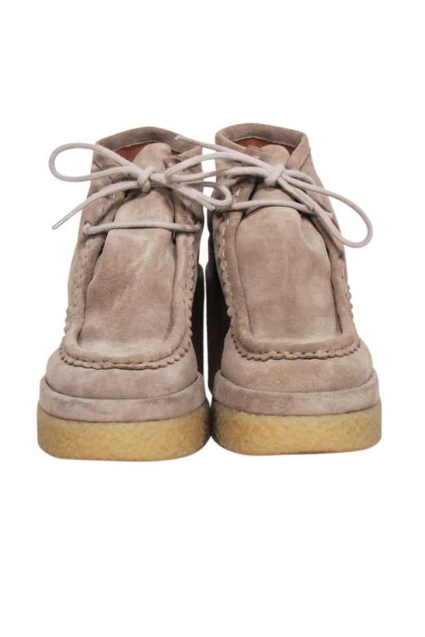 Current Boutique-Chloe - Beige Suede Platform Booties Sz 10
