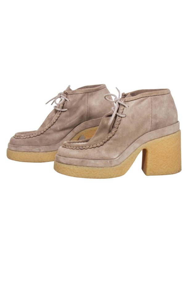 Current Boutique-Chloe - Beige Suede Platform Booties Sz 10