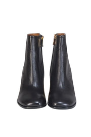 Chloe - Black Leather Gold Heeled Short Boots Sz 5.5 - Current Boutique