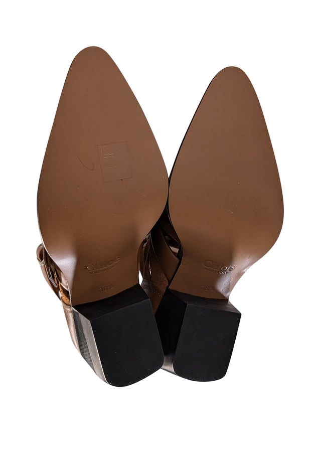 Chloe - Tan Suede & Leather Cut Out Short Boots Sz 6.5 - Current Boutique