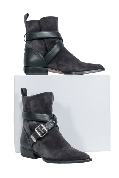 Current Boutique-Chloe - Grey Suede " Rylee Strap" Booties Sz 8