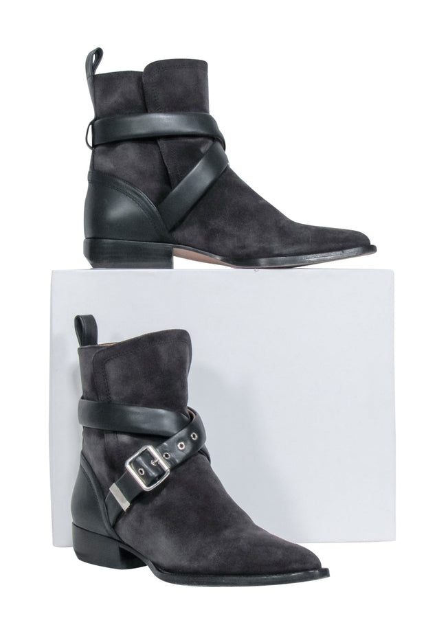 Current Boutique-Chloe - Grey Suede " Rylee Strap" Booties Sz 8