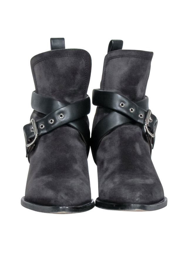 Current Boutique-Chloe - Grey Suede " Rylee Strap" Booties Sz 8