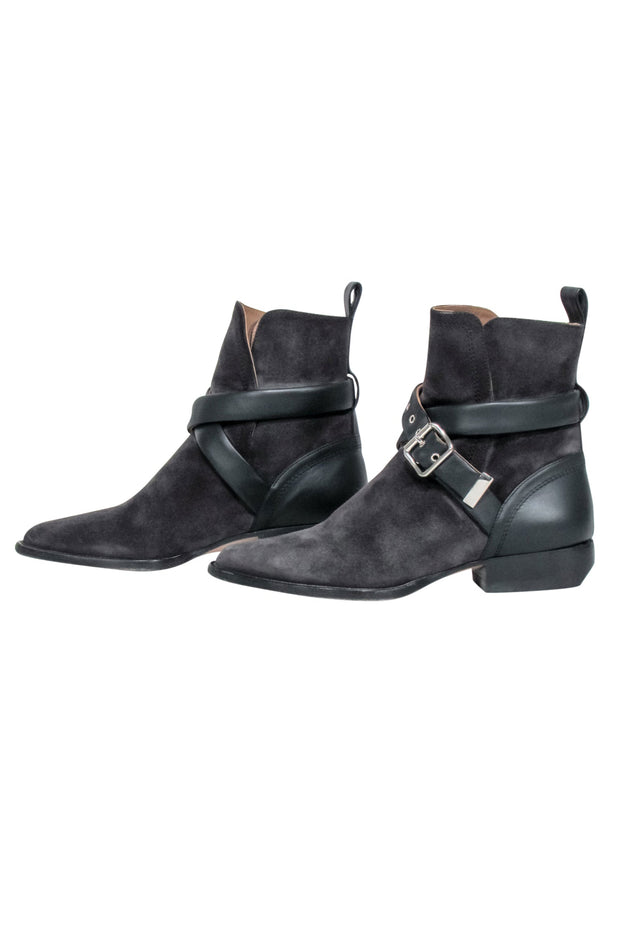 Current Boutique-Chloe - Grey Suede " Rylee Strap" Booties Sz 8