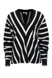 Current Boutique-Chloe - Black & White Striped Cotton Sweater Sz L