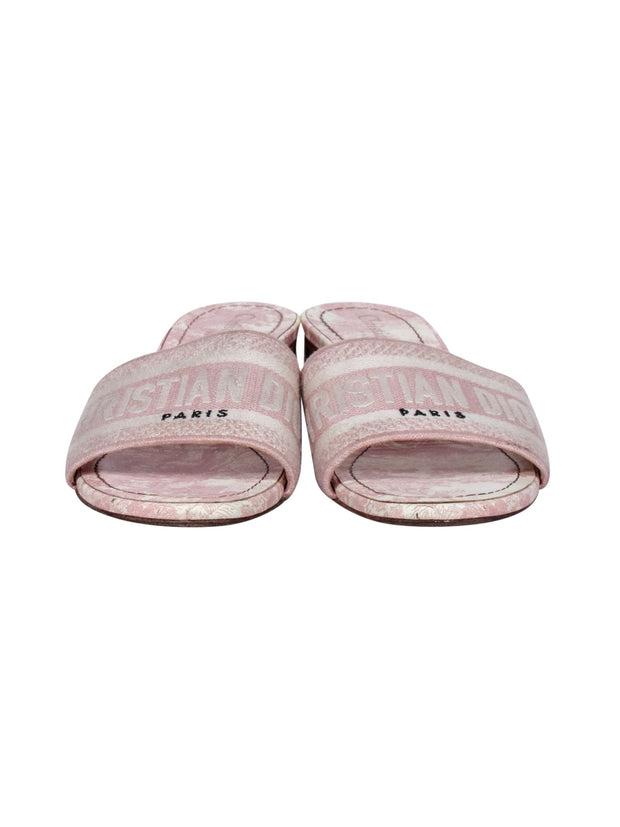 Current Boutique-Christian Dior - Pink & White "Dway" Mule Heels Sz 6