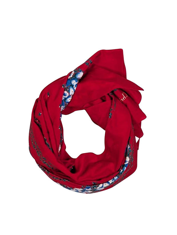 Christian Dior - Red & Blue Floral Print Scarf - Current Boutique