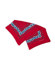 Christian Dior - Red & Blue Floral Print Scarf - Current Boutique