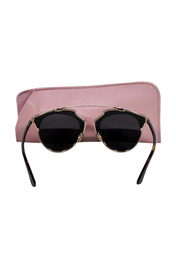 Current Boutique-Christian Dior - Black & Gold Aviator Sunglasses