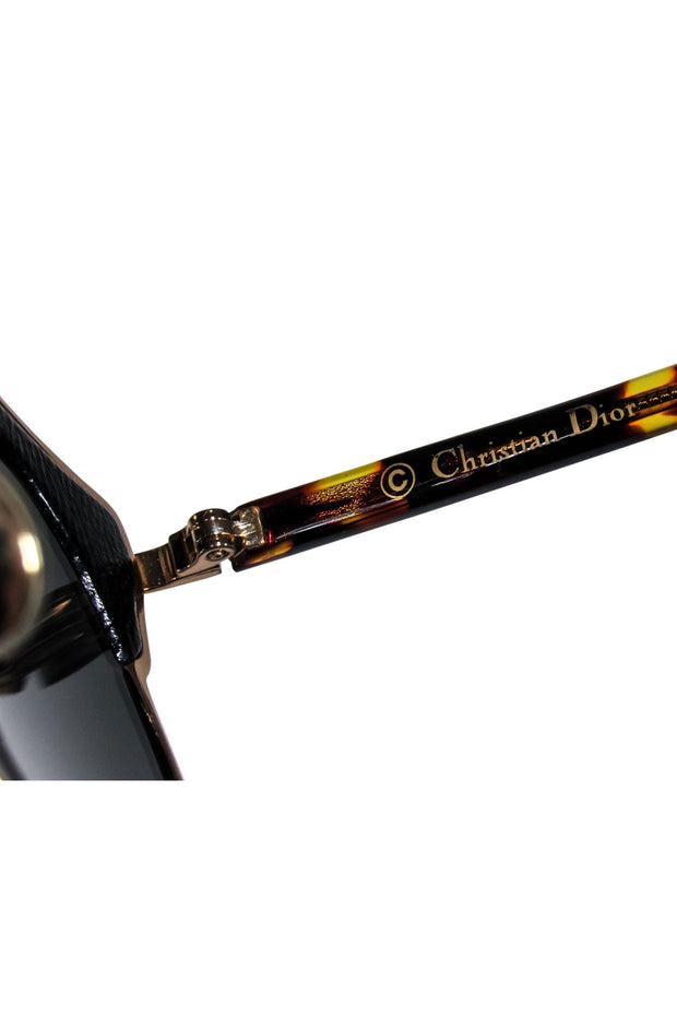 Current Boutique-Christian Dior - Black & Gold Aviator Sunglasses