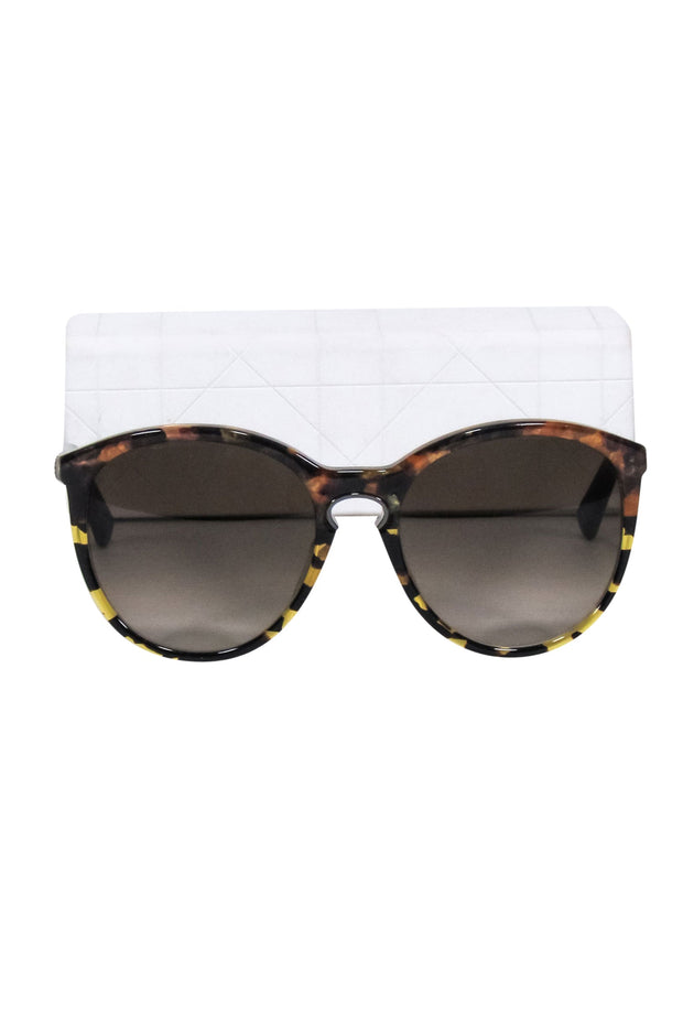 Current Boutique-Christian Dior - Brown Tortoise Round Frame Sunglasses