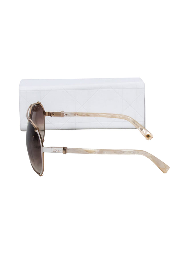 Current Boutique-Christian Dior - Gold Aviator Sunglasses w/ Brown Lenses