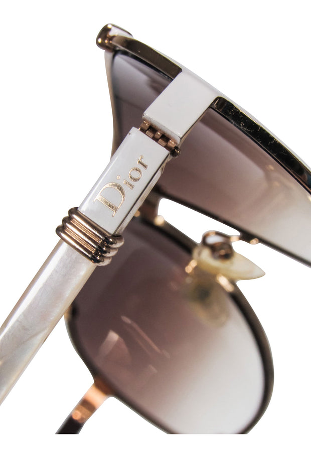 Current Boutique-Christian Dior - Gold Aviator Sunglasses w/ Brown Lenses