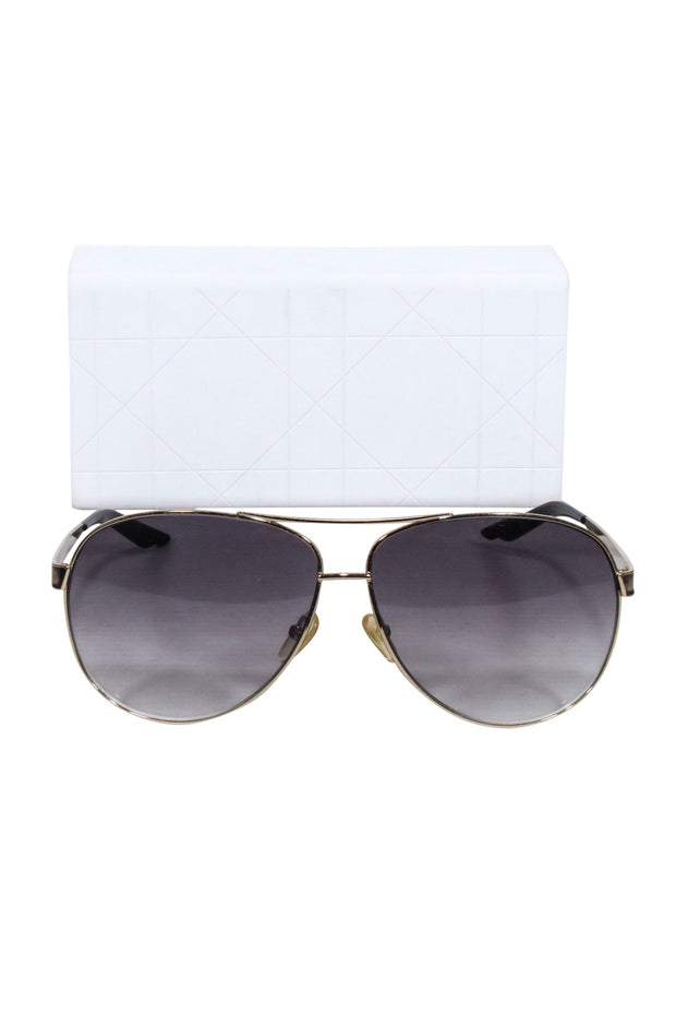 Current Boutique-Christian Dior - Gold Framed Aviators w/ Black Ombre Lenses