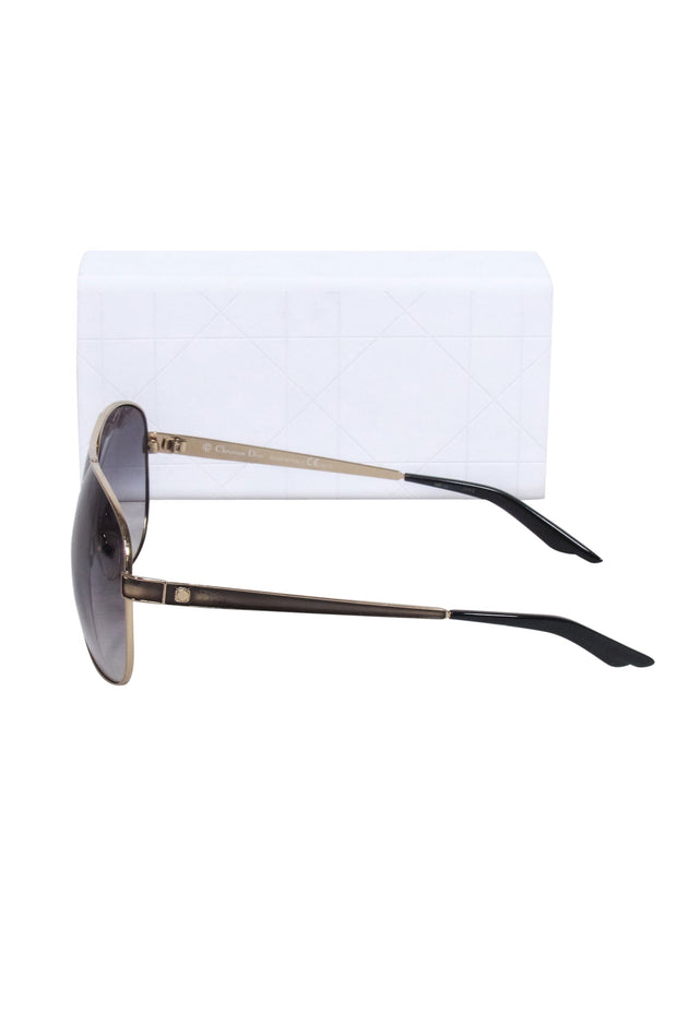Current Boutique-Christian Dior - Gold Framed Aviators w/ Black Ombre Lenses