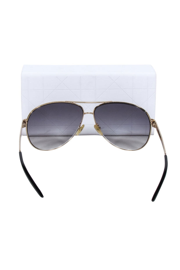 Current Boutique-Christian Dior - Gold Framed Aviators w/ Black Ombre Lenses