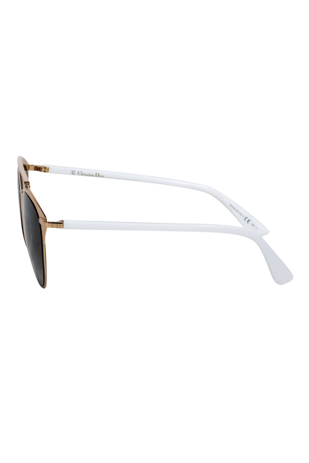 Current Boutique-Christian Dior - White & Gold Aviator Sunglasses