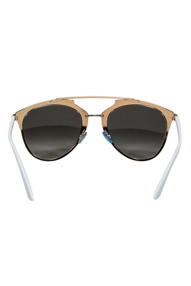 Current Boutique-Christian Dior - White & Gold Aviator Sunglasses