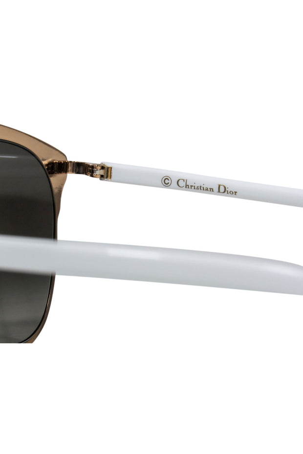 Current Boutique-Christian Dior - White & Gold Aviator Sunglasses