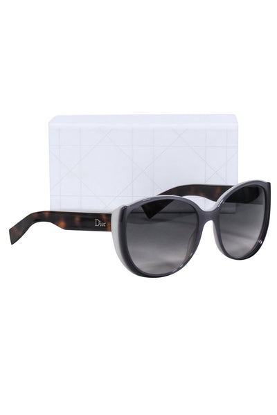 Current Boutique-Christian Dior - Grey Large Round Sunglasses w/ Tortoise Legs
