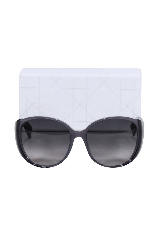 Current Boutique-Christian Dior - Grey Large Round Sunglasses w/ Tortoise Legs